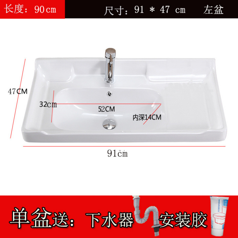 Countertop basin semi-recessed single basin integrated ceramic Taichung bathroom washbasin, household square face wash basin Application Scenario