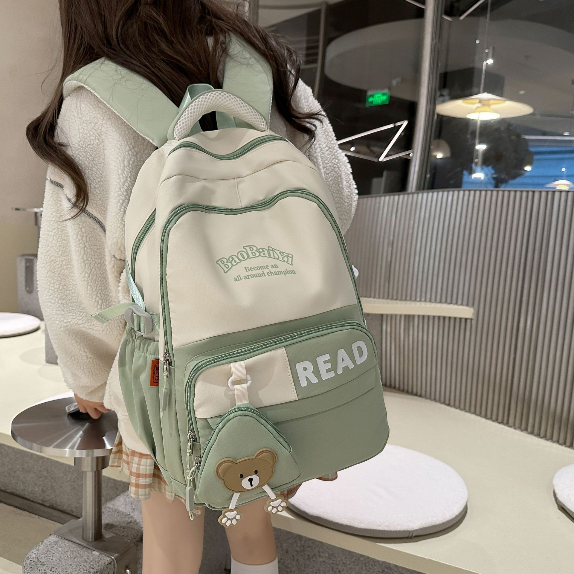 High-quality schoolbag for boys, Korean style, Instagram, high appearance level, color-blocking and splicing, multi-layered backpacks for primary and secondary school students in grades 3-5 details Picture