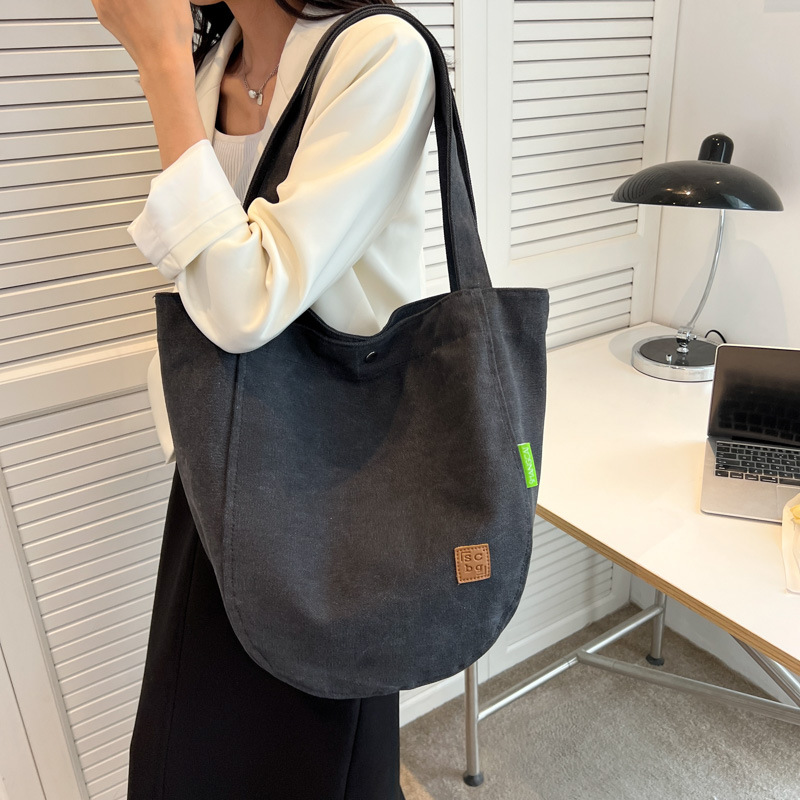Canvas bag for women 2022 New large-capacity canvas bag, college student hand-held bag, shoulder bag, commuting tote bag details Picture