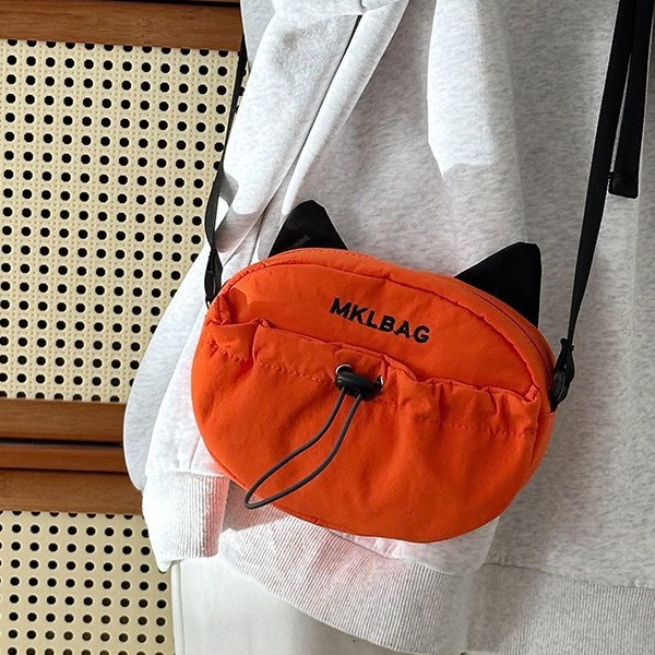 Casual and versatile nylon fabric single-shoulder crossbody bag, new multi-color cat bag, coin purse, mobile phone bag, cartoon crossbody bag full figure
