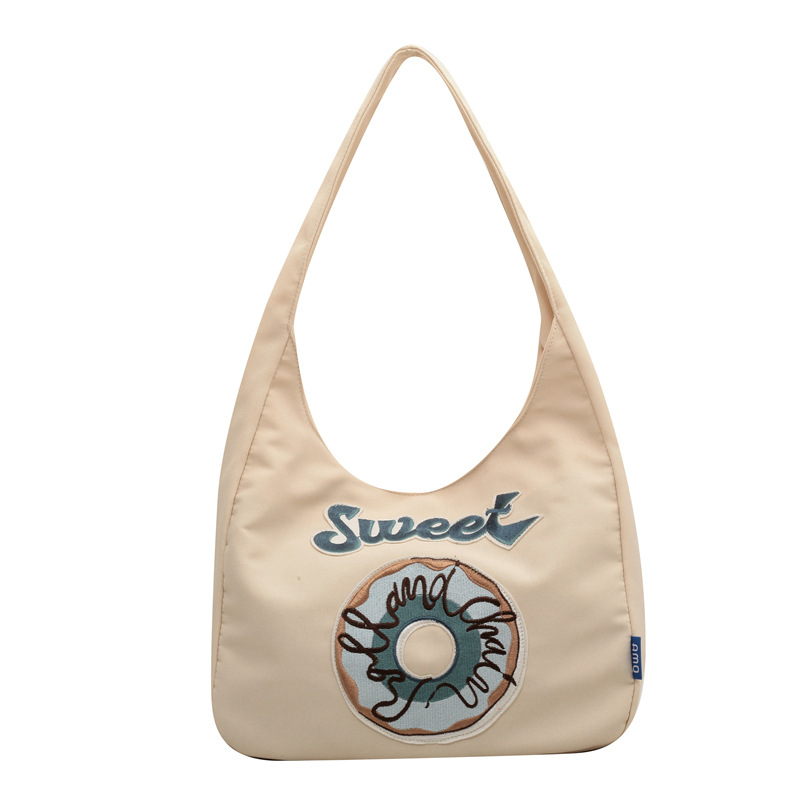 Embroidered canvas bag for women, 2022 new style college student class bag, simple underarm bag, fashionable shoulder bag, handbag Item Picture