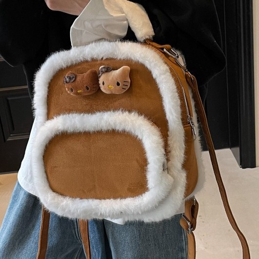 Decorated new Korean-style backpack, warm and fluffy autumn and winter small bag, Japanese-style fashionable bear bag, student mini bag Application Scenario