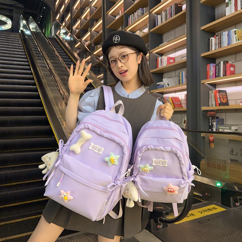 High appearance level girl schoolbag, cute, simple for junior and senior high school campus, large-capacity backpack, dopamine primary school student backpack Application Scenario