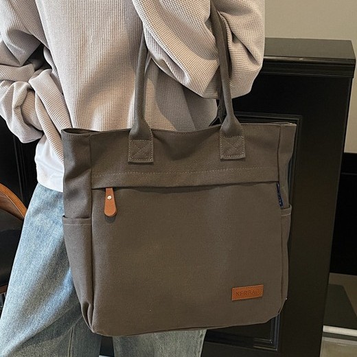 Spring and summer women's versatile tote bags, large-capacity canvas bags, solid-color design hand-held shoulder bags, trendy Specification drawing