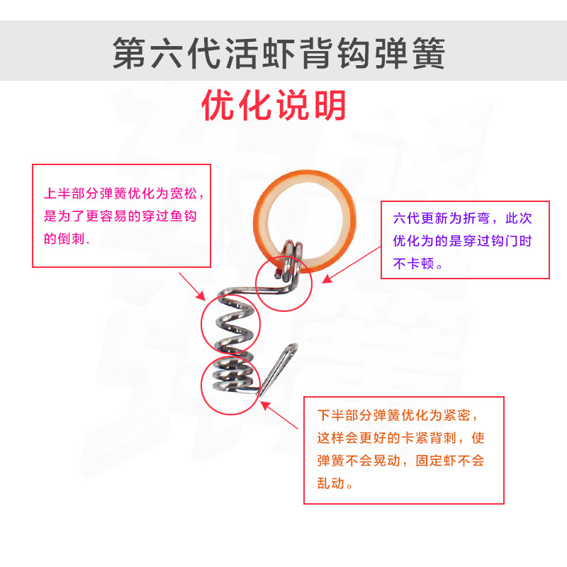 Sea fishing lure shrimp back hook spring: Shrimp back hook spring made of 304 stainless steel, corrosion-resistant, large quantity and favorable price Item Picture