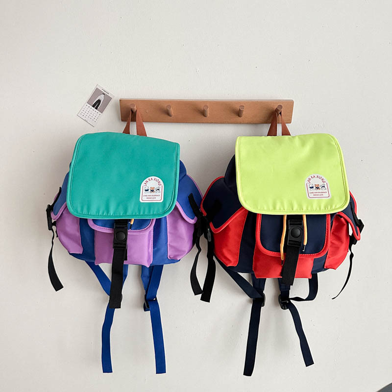New cross-border cartoon backpack, Korean version, fashionable and cute, double-shoulder backpack with contrasting colors, large capacity, travel small bag details Picture