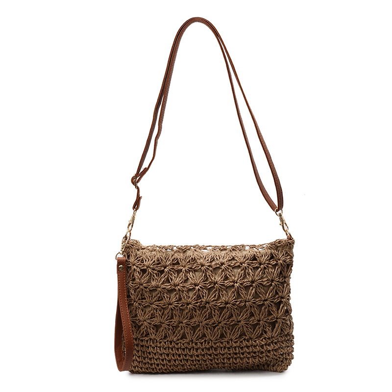 2025 Summer Leisure Vacation hollowed-out straw woven bag, forest-style, unique and stylish commuter single-shoulder bag, lightweight crossbody bag for women Item Picture