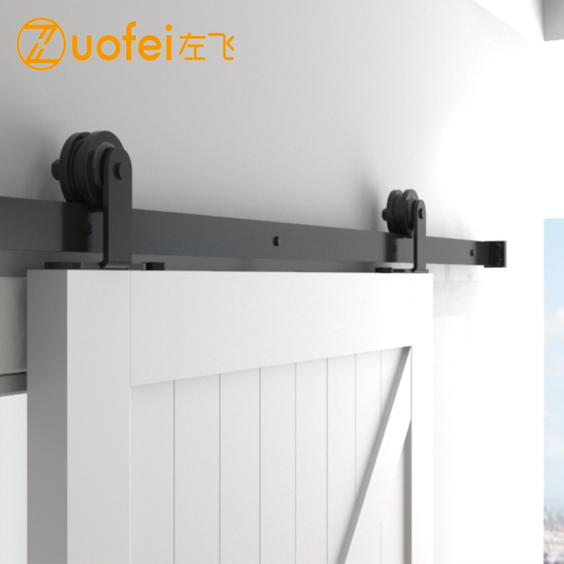 American-style barn door hoist rail, sliding door hoist wheel, slide rail, complete set of hardware, pulley guide rail, top-mounted pendant style factory Specification drawing