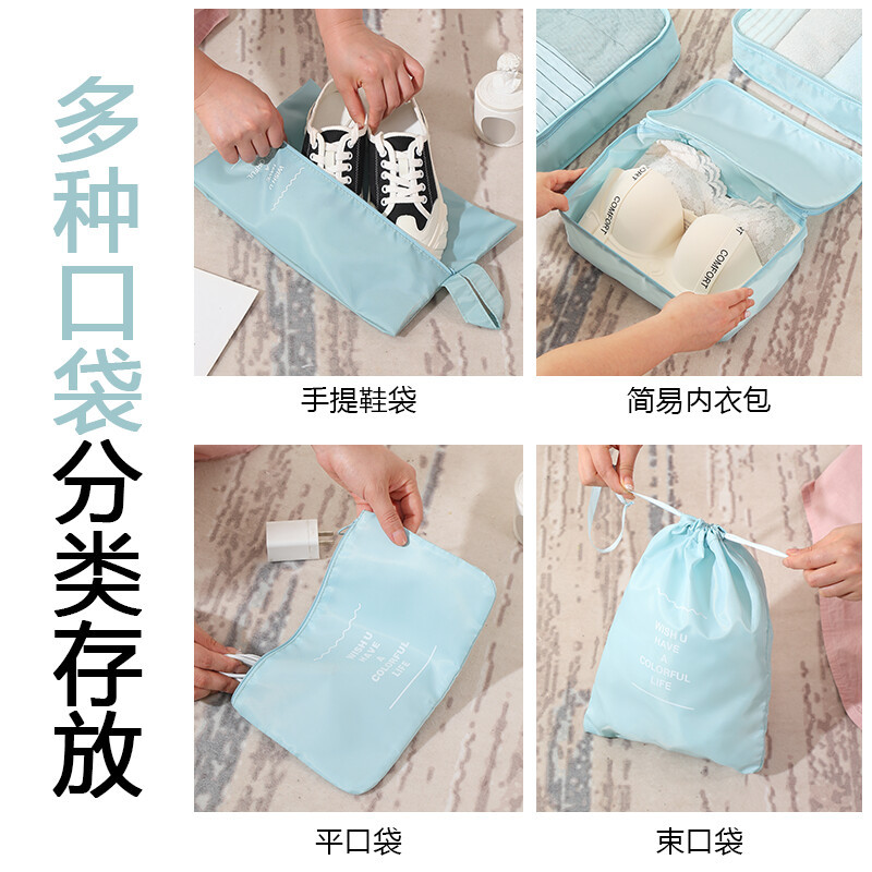 Travel storage bag, portable clothing and luggage sorting bag for business trips, expandable waterproof large-capacity travel seven-piece set Application Scenario