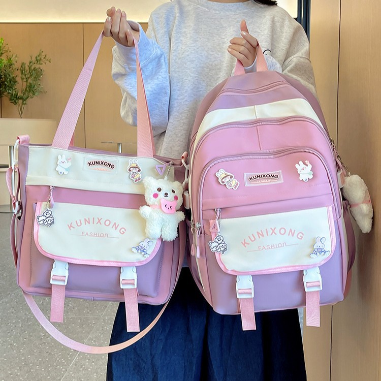 A two-piece backpack set for primary and secondary school students with a high level of appearance and a Korean-style ins color scheme, and a large-capacity backpack for female junior high school students Specification drawing