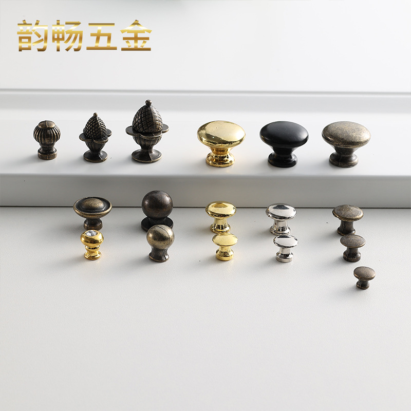 Retro single-hole small handle, alloy round head drawer handle, gift box jewelry box drawer handle, pull head mini handle details Picture