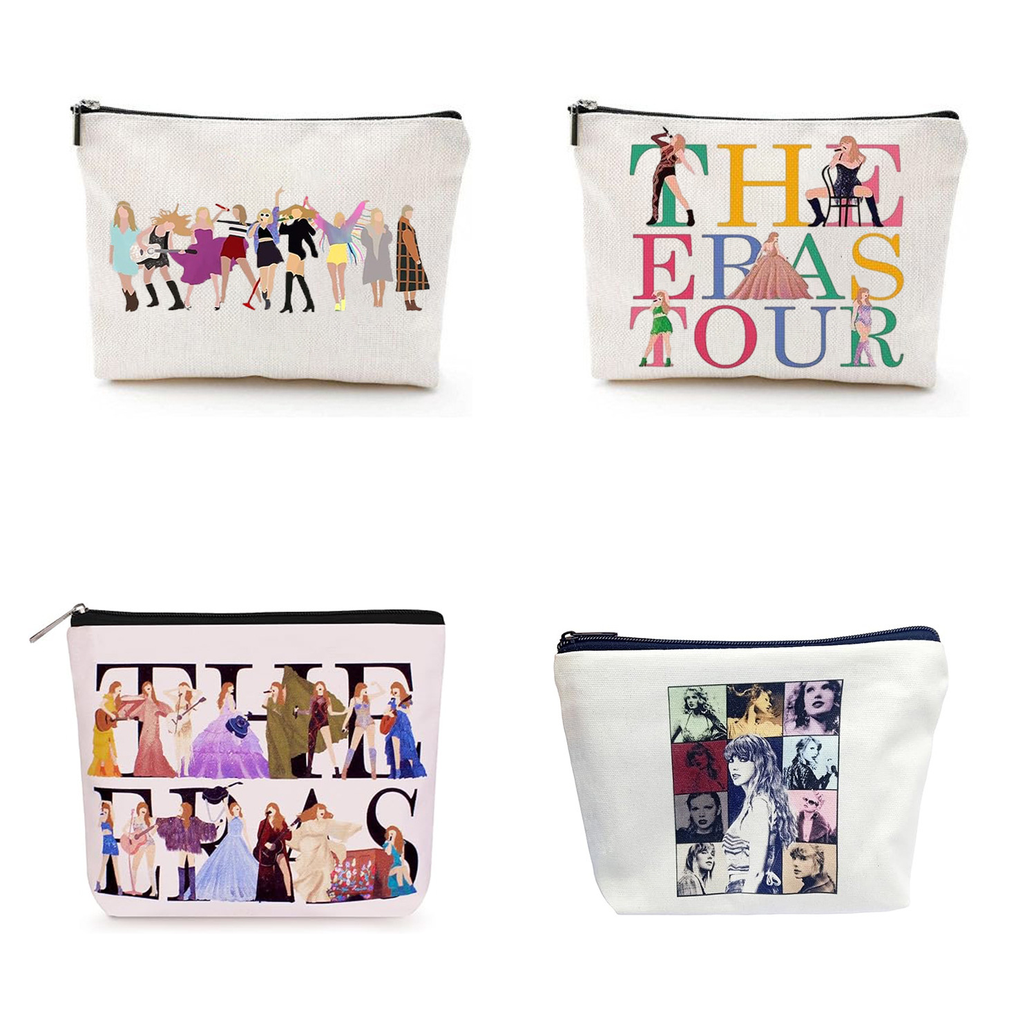 Cross-border Amazon temu best-selling Taylor cosmetic bag, linen double-sided printed cosmetic bag, letter pattern zipper bag full figure