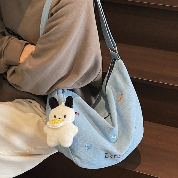 Fashionable new 2025Ins-style handbag, lightweight denim dumpling bag, large capacity and cute crossbody bag full figure