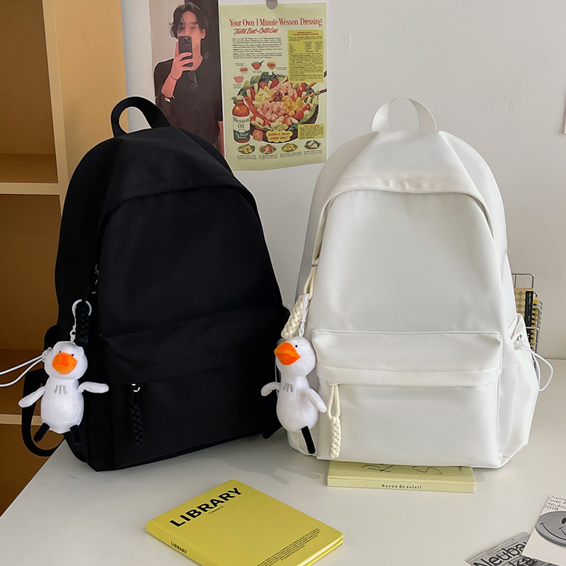 Cross-border schoolbag for girls, high school students, Korean version, simple solid color, junior high school backpack, girls, high school appearance level, travel backpack details Picture