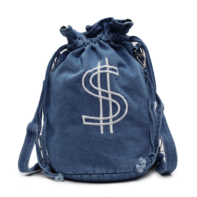 2025 Women's crossbody bag, denim letter backpack, niche and quirky canvas small backpack, single-shoulder crossbody bag, dual-purpose bag Item Picture