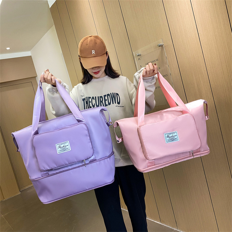 Foldable hand-held travel bag for women, large-capacity dry and wet separation storage bag, lightweight fitness luggage bag for short business trips details Picture