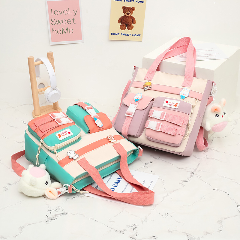 ins windsail cloth bag, women's crossbody bag, large capacity, primary school students' hand-held book bag for class, tutorial book single-shoulder bag full figure