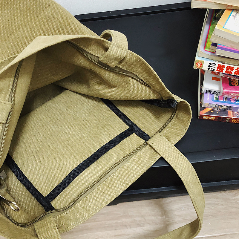 2024 New Japanese and Korean ins canvas bags and cloth bags for girls, versatile large-capacity men's single-shoulder bags, artistic tote bags Application Scenario