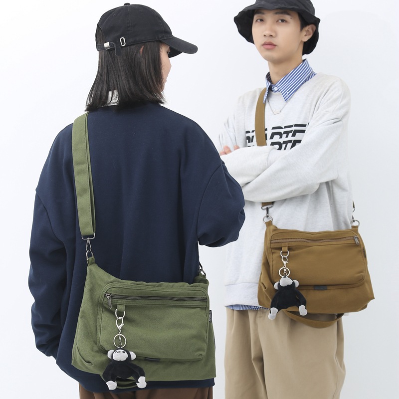 Crossbody bag, women's large-capacity tote bag, handbag, single-shoulder bag, crossbody bag, Japanese canvas bag, men's and women's school backpacks details Picture