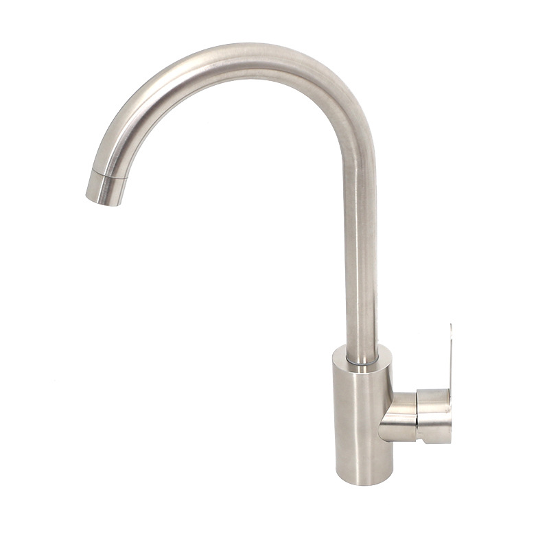 Vertical large three-way stainless steel large bend brushed vegetable basin, hot and cold water faucet, kitchen large sink faucet factory direct sales details Picture