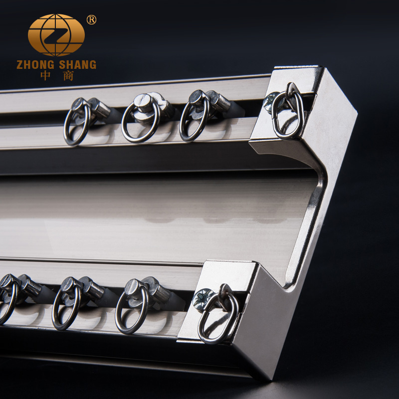 Aluminum alloy double-layer connected curtain rods, Roman rods, pulley slides, guide rails, top-mounted single and double track silent curtain tracks details Picture