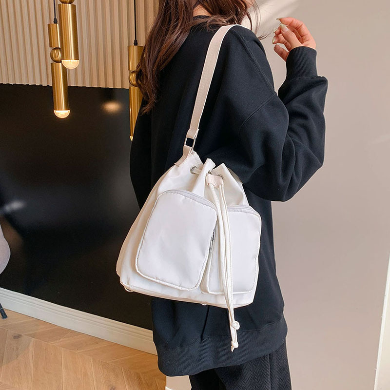 New trendy, simple and versatile women's bags, single-shoulder student bags for women 2025, commuter and casual, double-shoulder bucket bags wholesale Specification drawing
