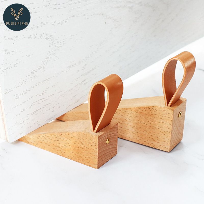 Nordic wooden door stopper, bedroom top door anti-closing plug, beech wood, household windproof, movable and anti-collision full figure