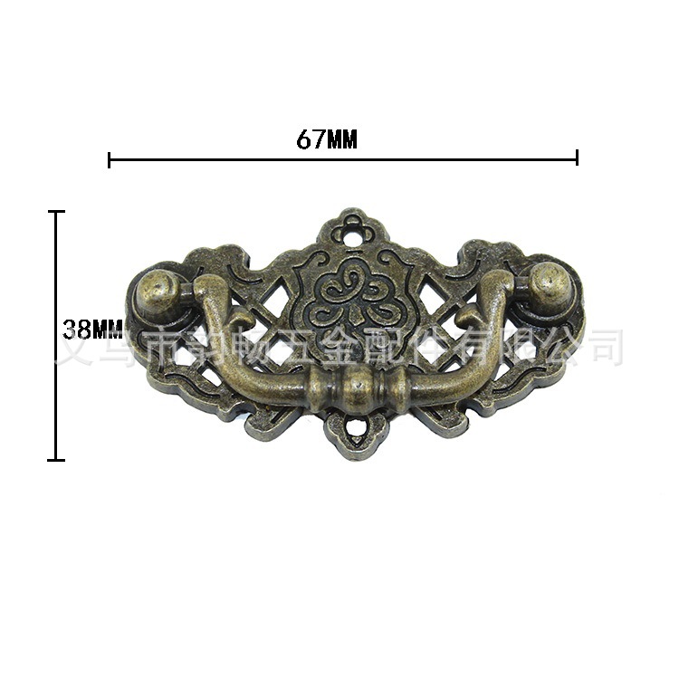 Furniture hardware antique handles, drawer handles, cabinet handles, small handles, alloy handles, 67*38MM full figure