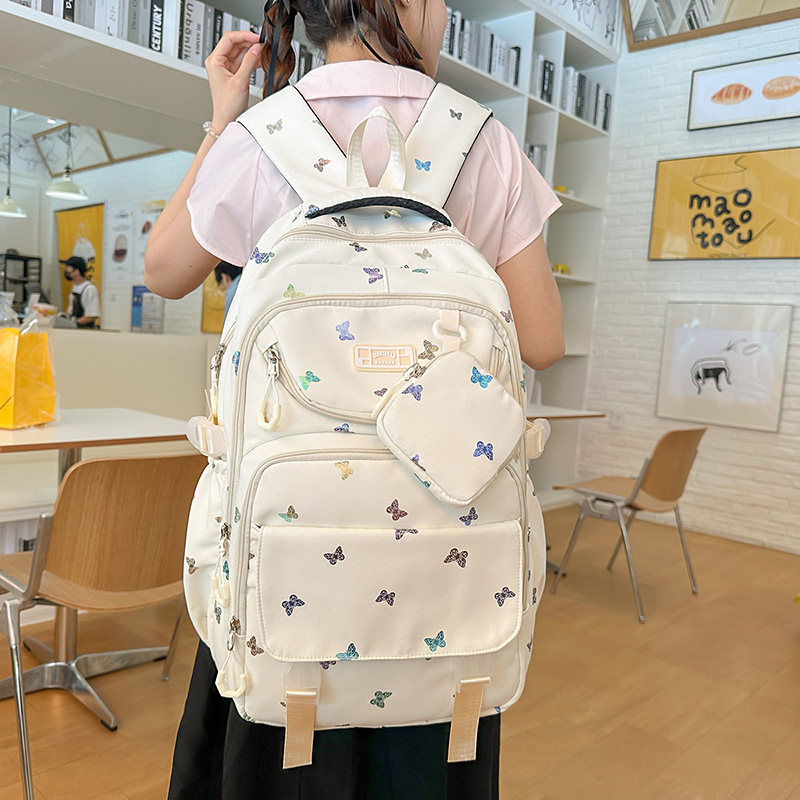 Hot-selling spring casual and lightweight bear printed backpacks for junior high school, senior high school and college students full figure
