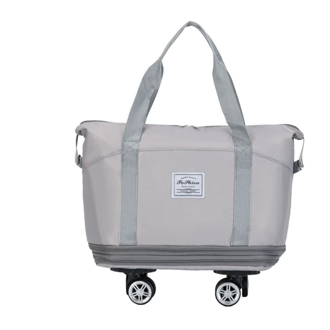 New swivel wheel travel bag, large-capacity hand-held luggage bag, dirt-resistant and durable for going out, three-pocket fitness bag Item Picture