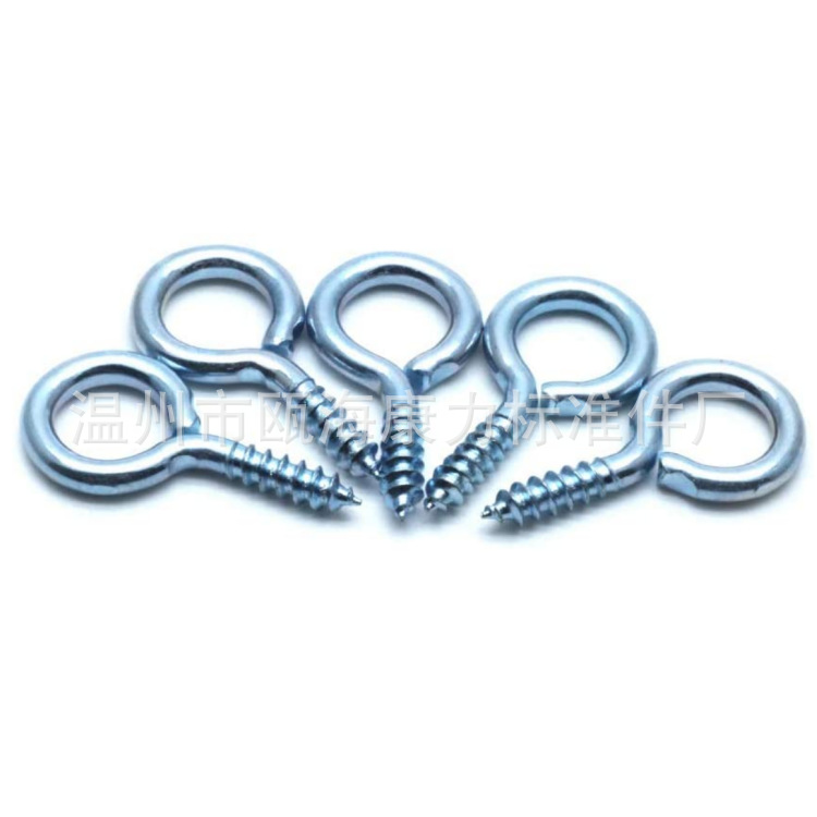 In stock: carbon steel galvanized sheep's eye screws, self-tapping screws, sheep's eye hooks, screw hooks, closed sheep's eye screws Specification drawing