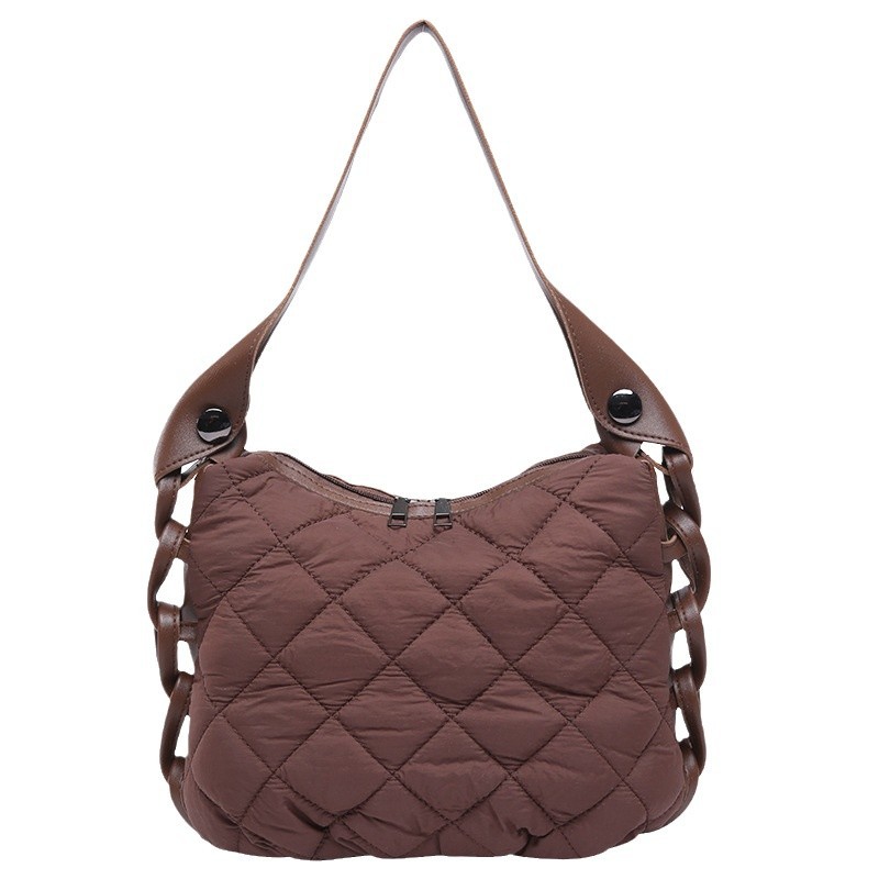 Diamond-patterned cotton jacket bag, fashionable ins trendy and elegant women's bag, new winter 2024 casual single-shoulder bag, cross-border Item Picture