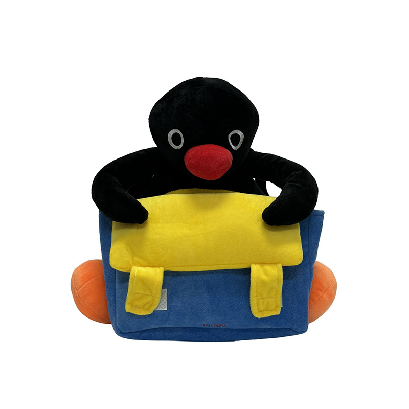 Cartoon Japanese-style Pingu penguin backpack, cute plush, girlish student doll, crossbody bag wholesale Item Picture