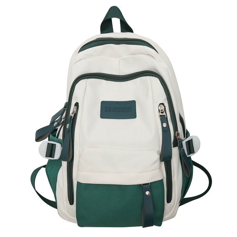 A simple and elegant backpack for women, a large-capacity backpack with contrasting colors, a new casual schoolbag for junior and senior high school students, for student outings Item Picture