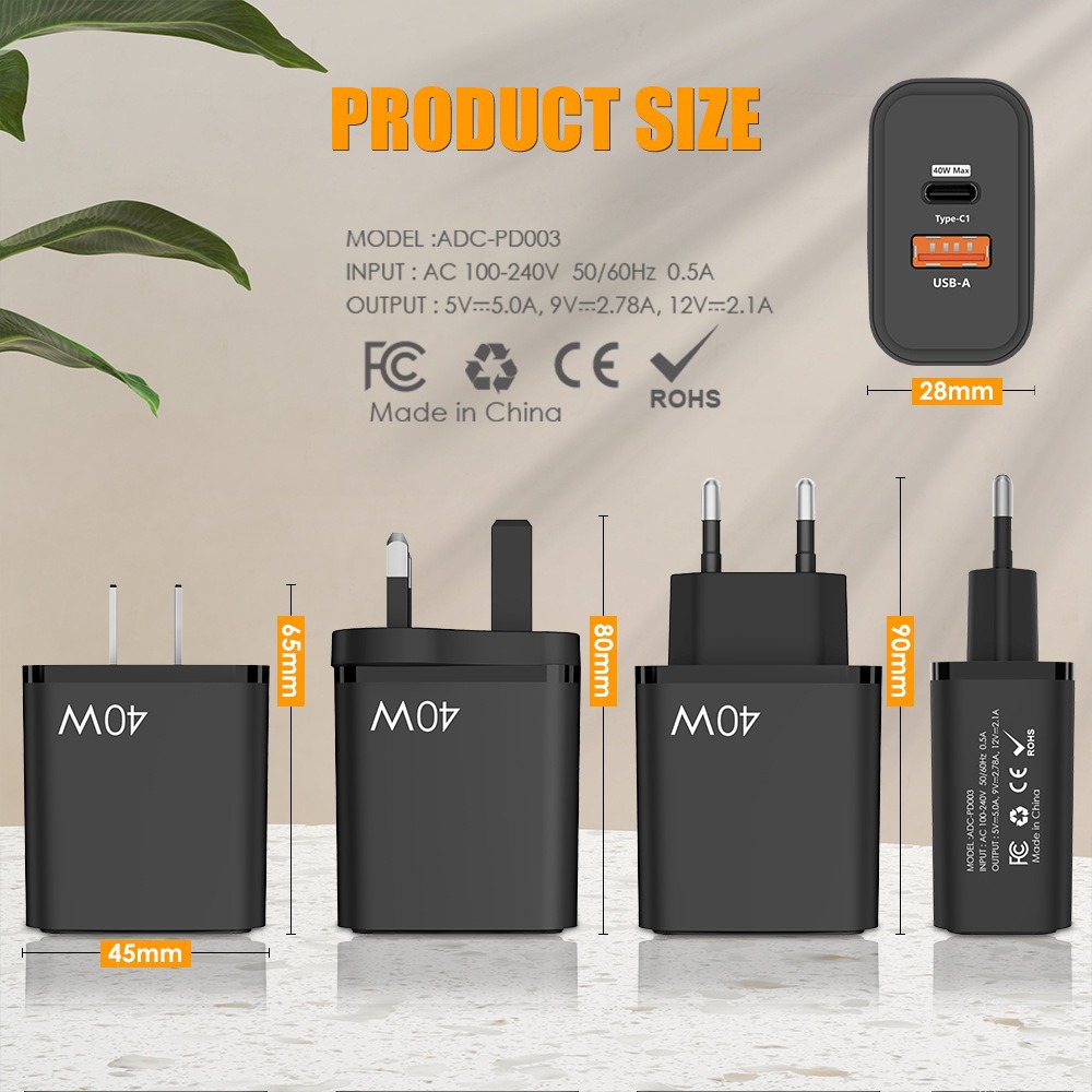 Cross-border PD25W mobile phone charger head, U+C dual-port charger, fast charging CEFCC certified details Picture
