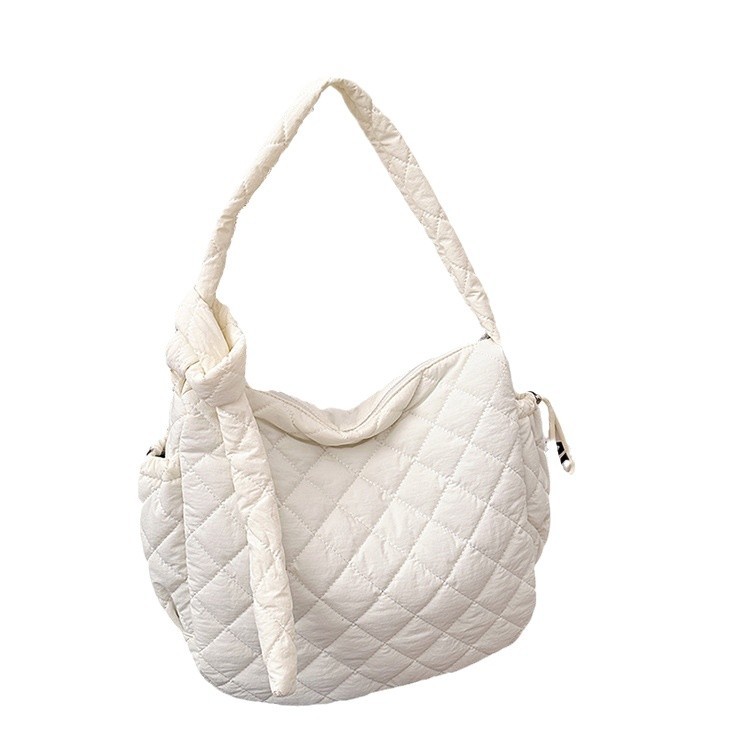 Simple and trendy large-capacity tote bag, autumn and winter women's bag, fashionable single-shoulder bag, diamond-patterned cotton jacket bag, fashionable crossbody bag Item Picture
