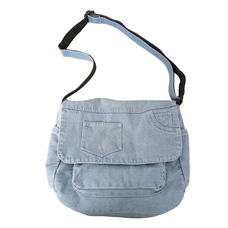 Japanese-style denim single-shoulder bag for women, ins casual women's bag, large-capacity crossbody bag, art college student class bag for women Item Picture