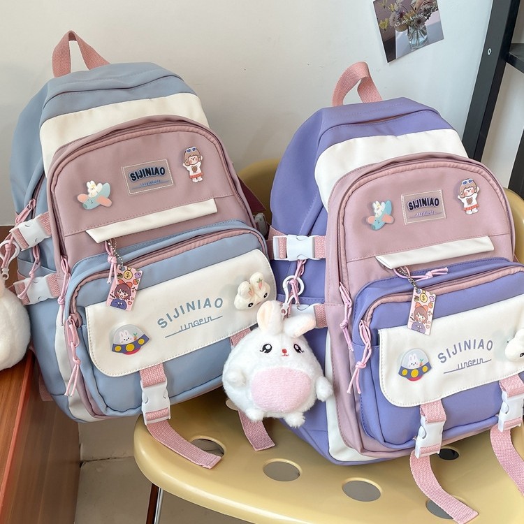 New ins Academy style primary school schoolbag with large capacity, lightweight and color-blocking high school backpack manufacturer wholesale Specification drawing
