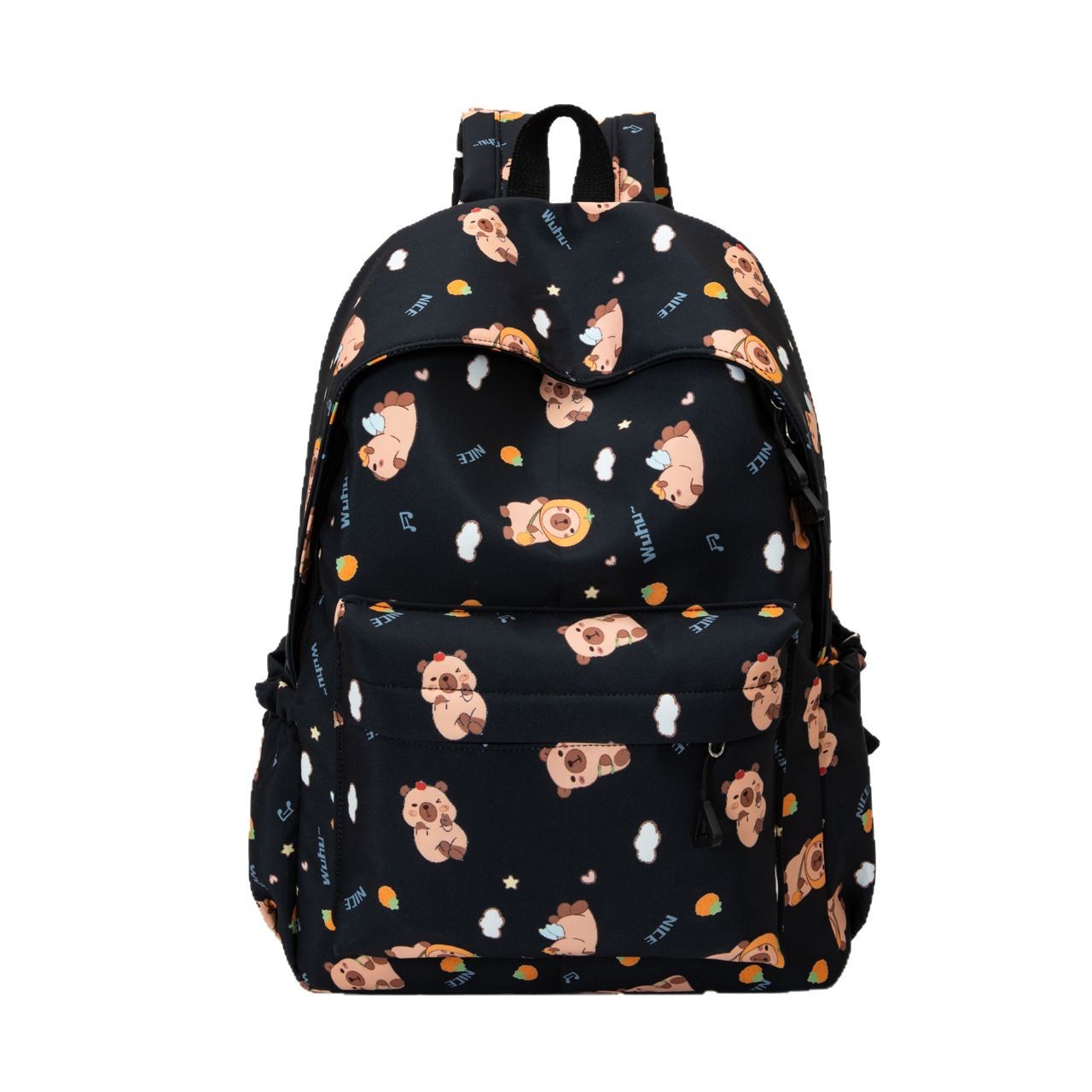 Fashionable and simple Capibara printed backpack for students, high appearance level and large capacity for junior high school students Item Picture