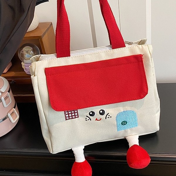 Cute cartoon canvas single-shoulder bag for girls 2025, Japanese style versatile soft girl, Apple casual lunch box bag for commuting Specification drawing
