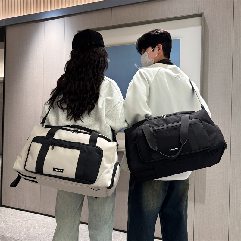 Men's and women's universal travel double-back luggage bag, large-capacity sports and fitness bag, dry and wet separation crossbody short-distance storage bag details Picture