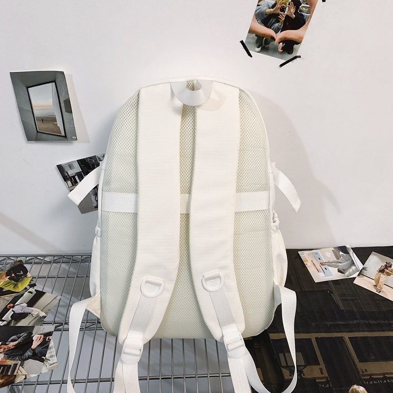 Male schoolbag, Korean version of high school Central Injuku ulzzang, large capacity solid color backpack for college students, couple computer backpack Specification drawing