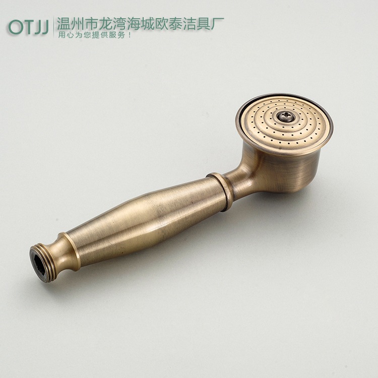 Wholesale of copper hand-held shower heads, retro shower heads, brushed high-pressure hand-held shower heads Specification drawing