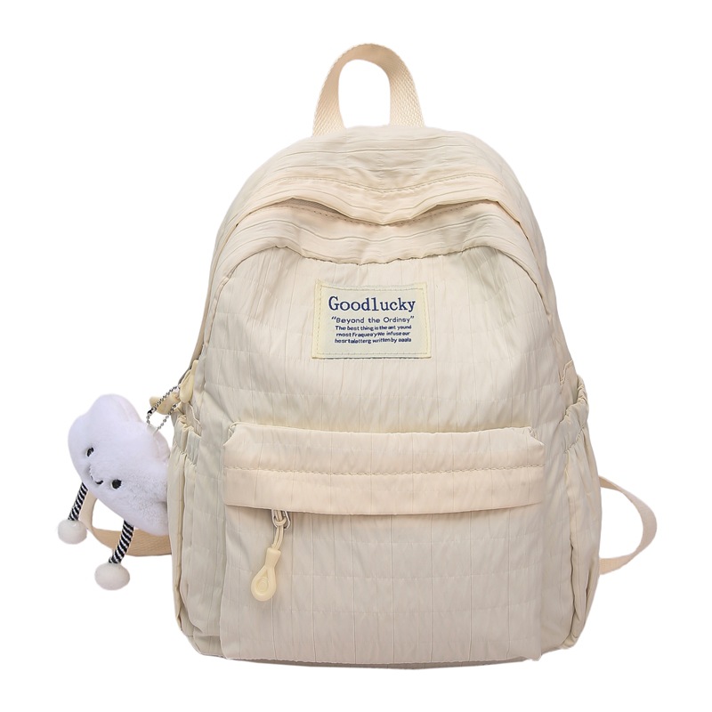 Versatile and simple backpack for college girls, cute schoolbag, solid color on Instagram, large capacity, casual and niche for students Item Picture
