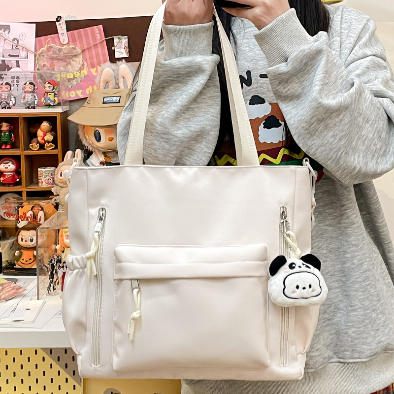 Retro and versatile commuter tote bag, fashionable large-capacity single-shoulder bag, girl's handbag, student tutorial class backpack Specification drawing