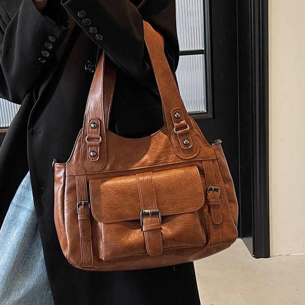 New cross-border foreign trade women's design sense large-capacity casual women's bag, crossbody handbag, retro women's bag, single-shoulder bag Specification drawing