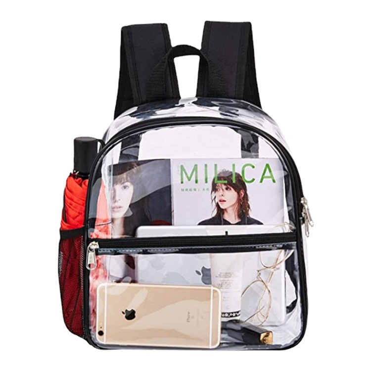 Cross-border PVC transparent backpack, sports factory bag, large-capacity, simple student schoolbag processing and customization Item Picture