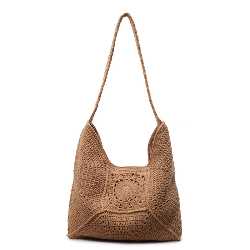 New woven bag for women 2025 Summer, single-shoulder beach bag, versatile beach bag, forest-style cotton rope woven bag for women Item Picture
