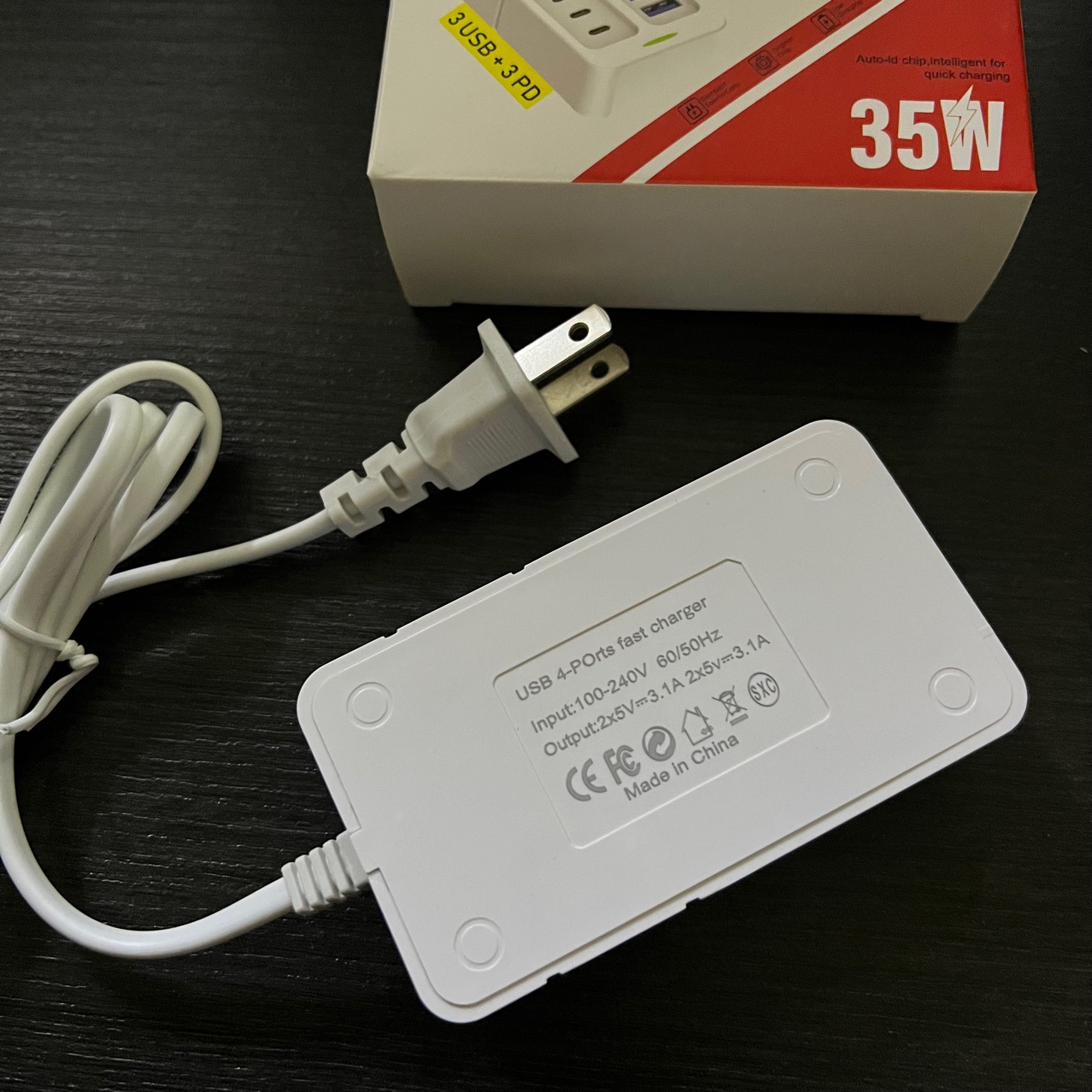 New power strip charger, 6usb multi-port pd mobile phone charger, extension cable, fast charging socket, Android universal 35w Specification drawing