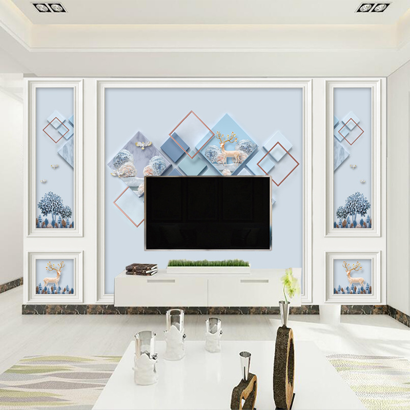 Self-adhesive PVC wallpaper for the living room TV background, wall painting, living room video wall, bedroom wallpaper, cross-border consignment full figure